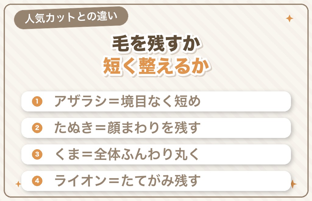 アザラシカットとほかの人気カットの違い