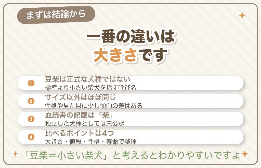 柴犬と豆柴の違いは？まず結論