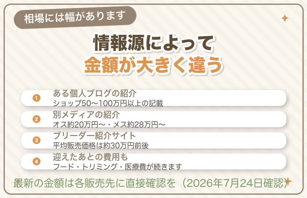 クリームのトイプードルの値段の相場